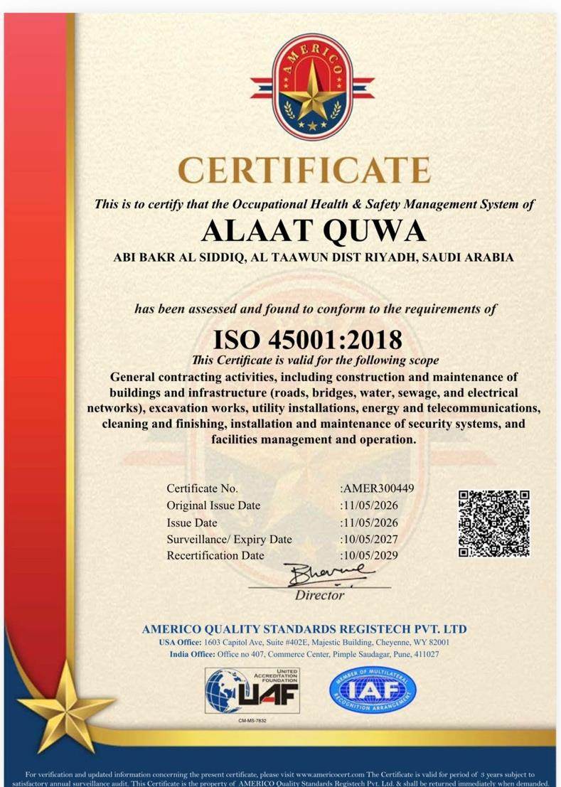 ISO 45001:2018 certificate